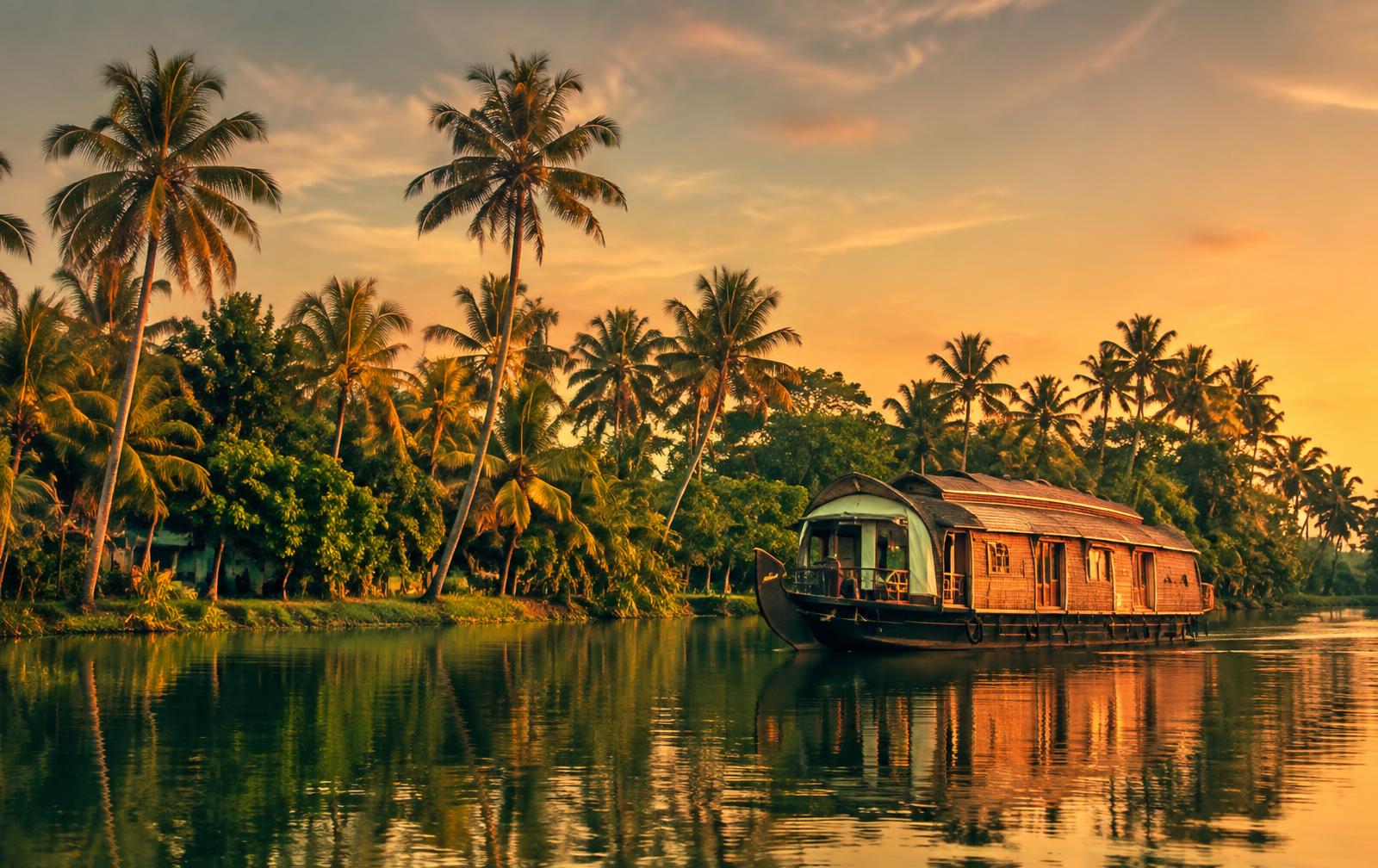 Kerala backwaters at golden hour
